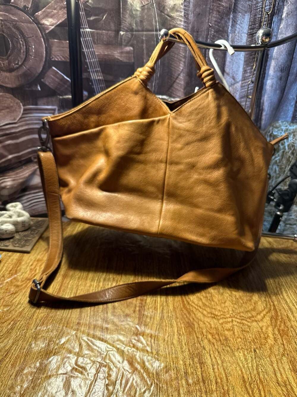 Latico Leathers Bianca Knotted Handle Leather Tote Bag in Cognac